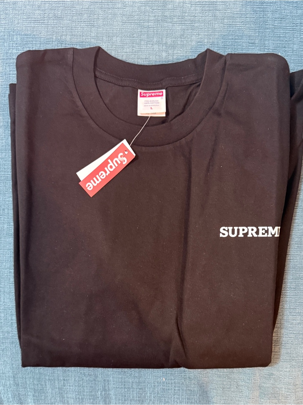 Supreme Black T-Shirt with Small White Chest Logo